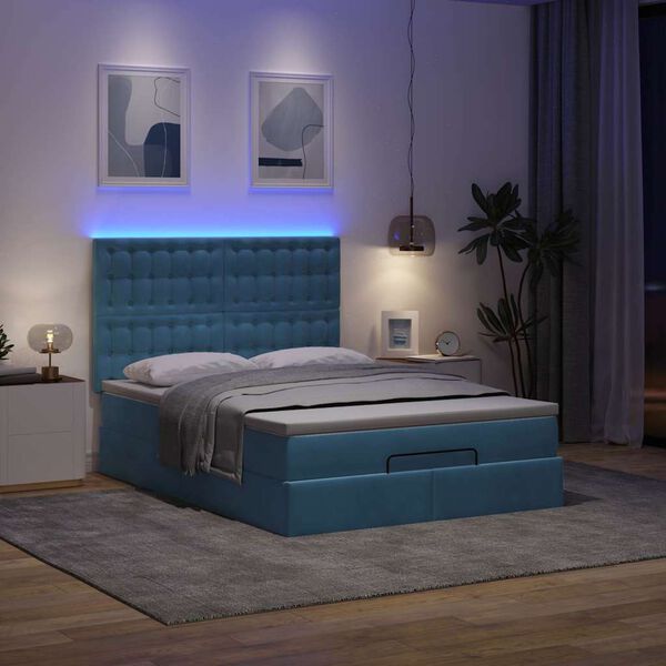vidaXL Ottoman bed met matrassen en LED's 140x190cm fluweel