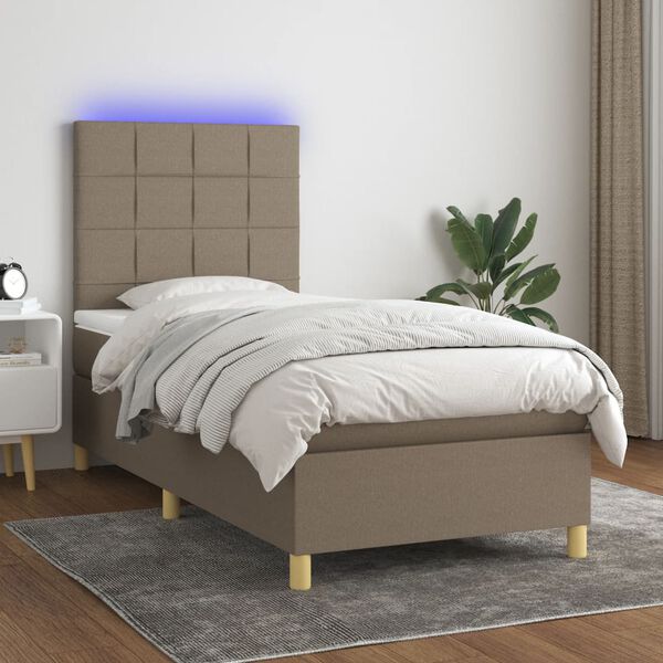 vidaXL Boxspring met matras en LED stof taupe 90x190 cm