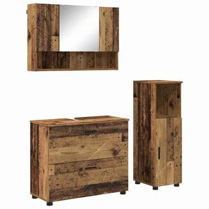vidaXL Badkamermeubelset 3 st Oud Hout Bewerkt hout en metaal