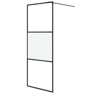 vidaXL Inloopdouchewand 80x195 cm halfmat ESG-glas zwart