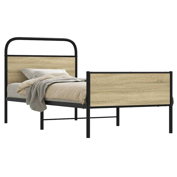 vidaXL Bedframe zonder matras bewerkt hout sonoma eikenkleur 80x200 cm