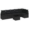 vidaXL Tuinbankenset met kussen met opslag 7 pcs Zwart poly rattan
