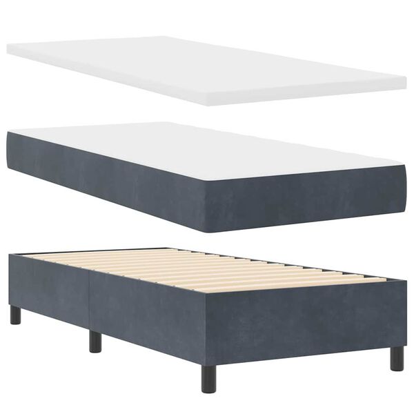vidaXL Boxspring bed met matras Donkergrijs 90 x 200 cm Fluweel