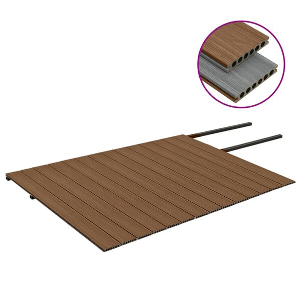 vidaXL Terrasplanken met accessoires 35 m&sup2; 4 m HKC bruin en grijs