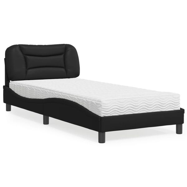 vidaXL Bed met matras "Hvar" kunstleer zwart 80x200 cm
