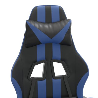 vidaXL Gamestoel draaibaar met voetensteun kunstleer zwart en blauw