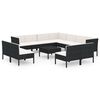 vidaXL 12-delige Loungeset met kussens poly rattan zwart