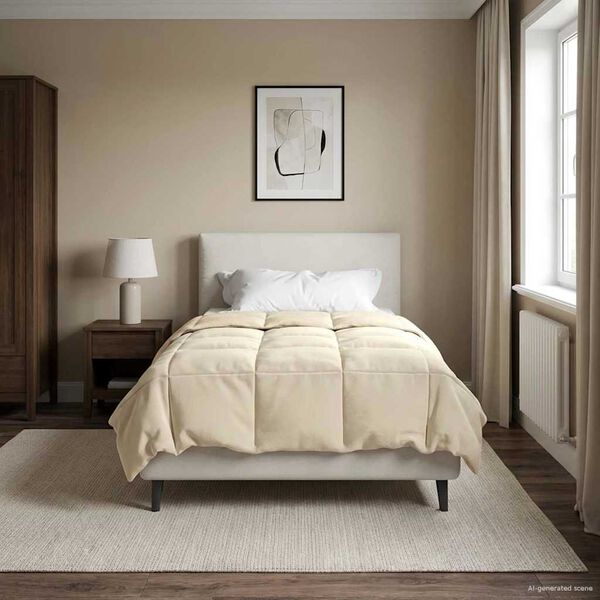 vidaXL Vol jaar dekbed Gekwilt Cr&egrave;me 140 x 220 cm Microfiber