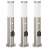 vidaXL Bolderverlichting met sensor en stopcontact 3 stuks 50 cm roestvrij staal IP44