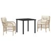 vidaXL Tuin eettafelset 3 st Beige poly rattan