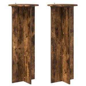 vidaXL Plantenstandaard 2 pcs Gerookt eiken &Oslash;40 x 100 cm Bewerkt hout
