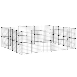 vidaXL Huisdierenkooi met deur 44 panelen 35x35 cm staal zwart