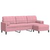 vidaXL Driezitsbank met voetenbank 210 cm fluweel roze