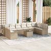 vidaXL Tuin Sofa Set met kussen 11 pcs Beige Poly riet