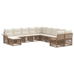 vidaXL Tuinbankenset 11 pcs Beige en Cr&egrave;me Wit poly rattan