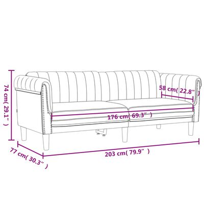 vidaXL 3-delige Loungeset fluweel zwart