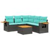 vidaXL 6-delige Loungeset met kussens poly rattan zwart