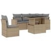 vidaXL 6-delige Loungeset met kussens poly rattan beige