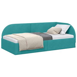 vidaXL Hoekbedframe Turquoise 80 x 200 cm Fluweel