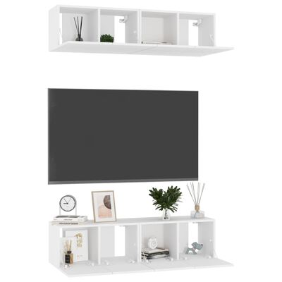 vidaXL Tv-meubelen 4 st 60x30x30 cm bewerkt hout wit