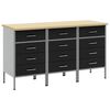 vidaXL Werk kast met lade 3 st Zwart en Grijs 150 x 55 x 85 cm