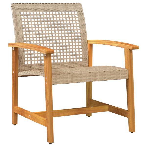 vidaXL 3-delige Bistroset poly rattan en acaciahout beige