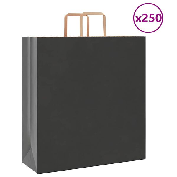 vidaXL Papieren zakken 250 st met hengsels 45x17x48 cm zwart