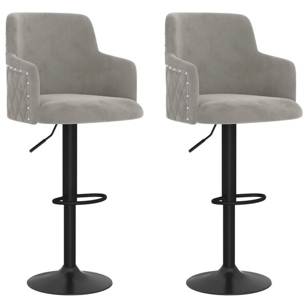 vidaXL Barkrukken 2 st fluweel lichtgrijs