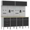 vidaXL Werkkast set met lade met opslag met slot 10 st Zwart
