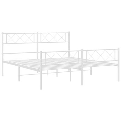 vidaXL Bedframe met hoofd- en voeteneinde metaal wit 140x190 cm