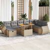 vidaXL 9-delige Loungeset met kussens poly rattan acacia beige