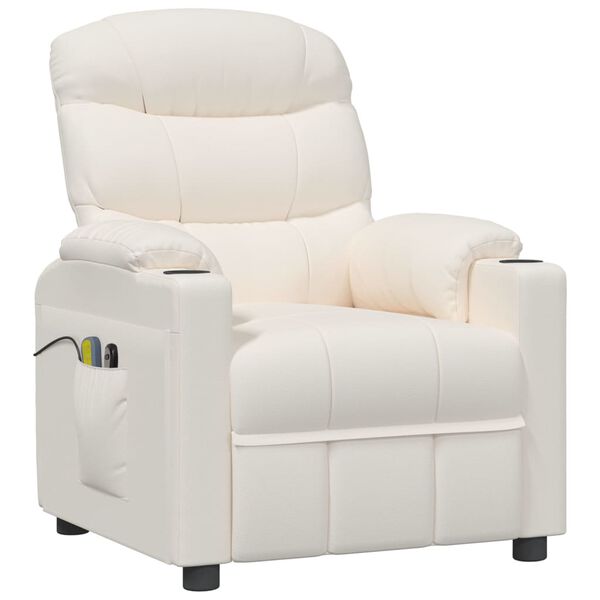 vidaXL Massagestoel elektrisch kunstleer crèmekleurig