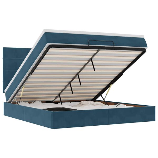 vidaXL Ottoman bed met matrassen 160x200cm fluweel donkerblauw