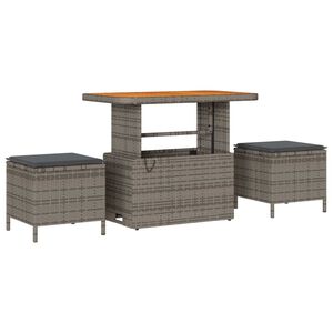 vidaXL Tuin eettafelset Grijs poly rattan