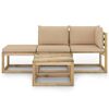 vidaXL 4-delige Loungeset met beige kussens