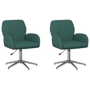vidaXL Draaiende Bureaustoelen 2 st 54 x 58 x 90 cm Donkergroen Stof