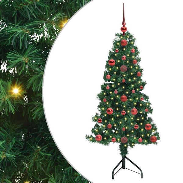 vidaXL Hoek Kunstkerstboom met 150 LED Groen 120 cm PVC en Metaal