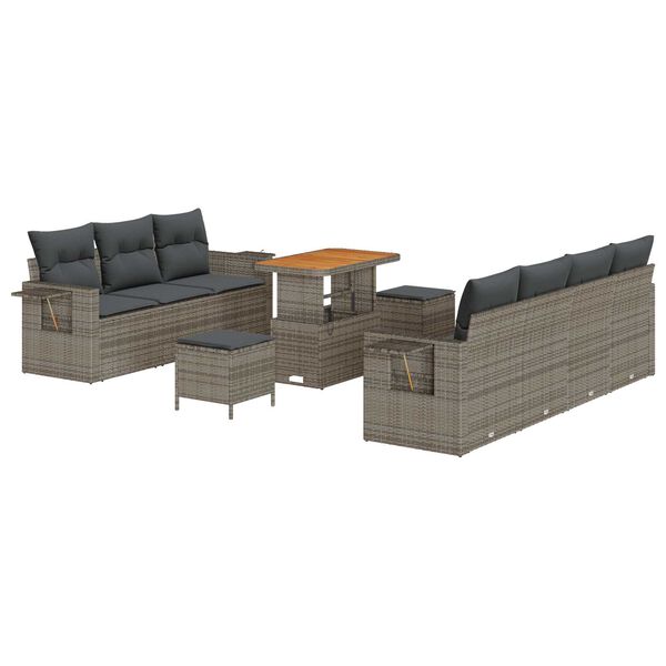 vidaXL Tuin Sofa Set 10 pcs Grijs Poly rattan en gepoedercoat staal