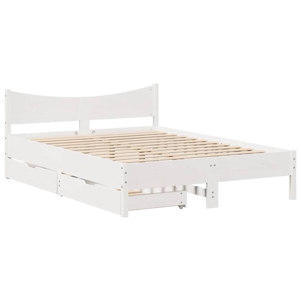 vidaXL Bedframe met lades massief grenenhout wit 140x200 cm