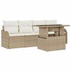vidaXL Tuin Sofa Set met kussen 5 pcs Beige Poly riet