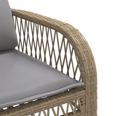 vidaXL 4-delige Loungeset met kussens poly rattan beige