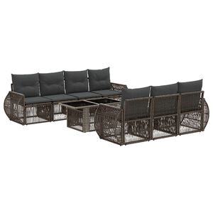 vidaXL Tuinbankenset 8 st Grijs en Donkergrijs poly rattan