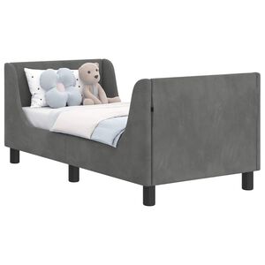 vidaXL Peuterbedframe met hoofdbord Donkergrijs 70 x 140 cm Fluweel