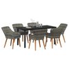 vidaXL Tuin eettafelset met kussen 7 pcs Grijs poly rattan