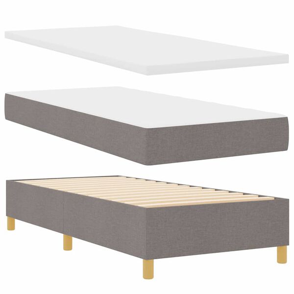 vidaXL Boxspring bed met matras met hoofdeinde Taupe 90 x 190 cm Stof