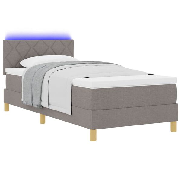 vidaXL LED Box Spring Bed met matras met LED Taupe 100 x 200 cm Stof