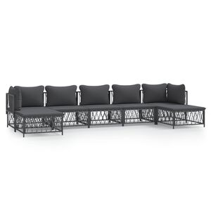 vidaXL 7-delige Loungeset met kussens staal antracietkleurig