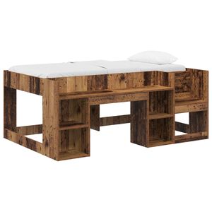 vidaXL Jeugd bedframe met opbergruimte Oud hout 80 x 160 cm
