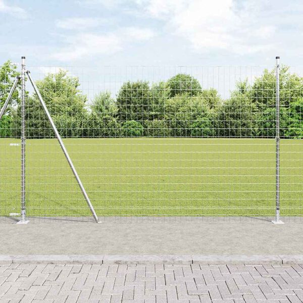 vidaXL Hek met Paal Zilver 1,5 x 10 m Staal