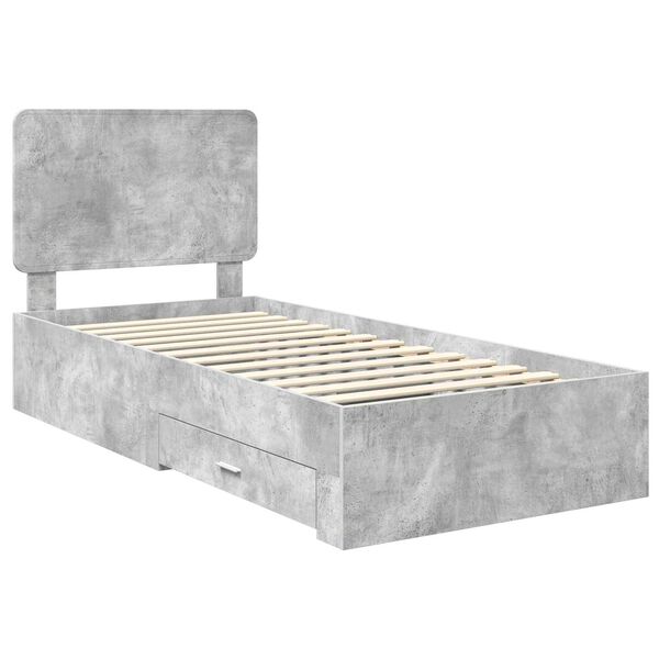 vidaXL Bedframe met hoofdeinde Beton Grijs 90 x 190 cm Bewerkt hout